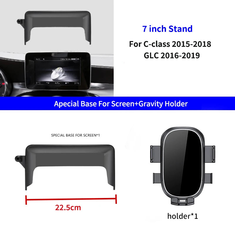Support de téléphone intérieur pour Mercedes-Benz C GLC V-class w204 w205 x253 w447 7/10,25 pouces pour écran multimédia.
