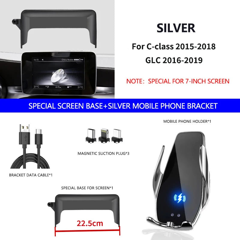 Support de téléphone intérieur pour Mercedes-Benz C GLC V-class w204 w205 x253 w447 7/10,25 pouces pour écran multimédia.