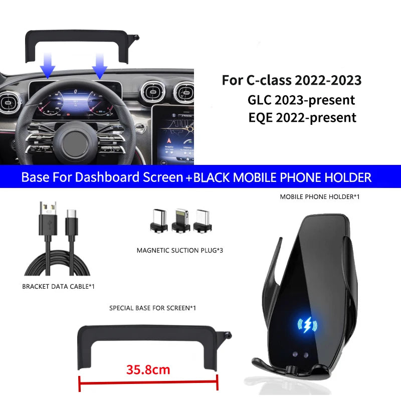 Support de téléphone intérieur pour Mercedes-Benz C GLC V-class w204 w205 x253 w447 7/10,25 pouces pour écran multimédia.