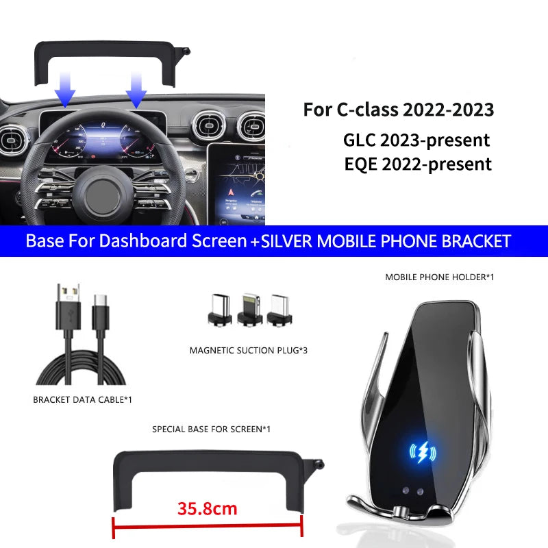 Support de téléphone intérieur pour Mercedes-Benz C GLC V-class w204 w205 x253 w447 7/10,25 pouces pour écran multimédia.