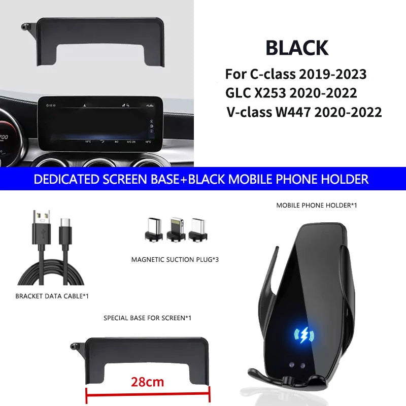 Support de téléphone intérieur pour Mercedes-Benz C GLC V-class w204 w205 x253 w447 7/10,25 pouces pour écran multimédia.