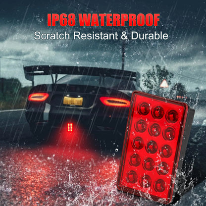 F1 Style Led Feux de pilotage de frein 12V 15led Feux arrière Avertissement de flash automatique Feux de signalisation de sécurité d'arrêt inversé pour voiture SUV MOTO