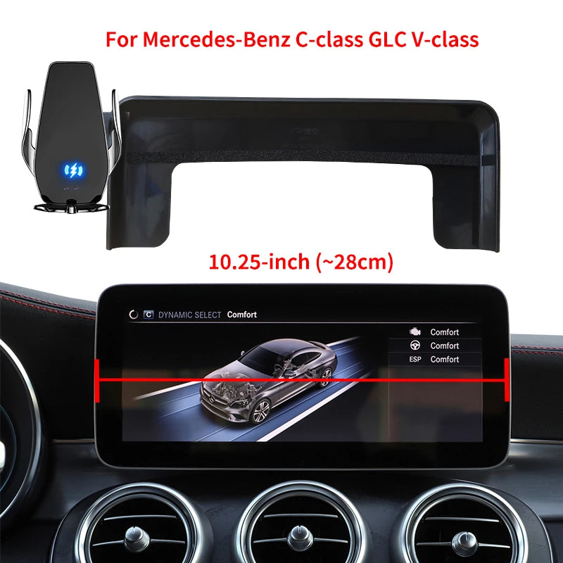 Support de téléphone intérieur pour Mercedes-Benz C GLC V-class w204 w205 x253 w447 7/10,25 pouces pour écran multimédia.