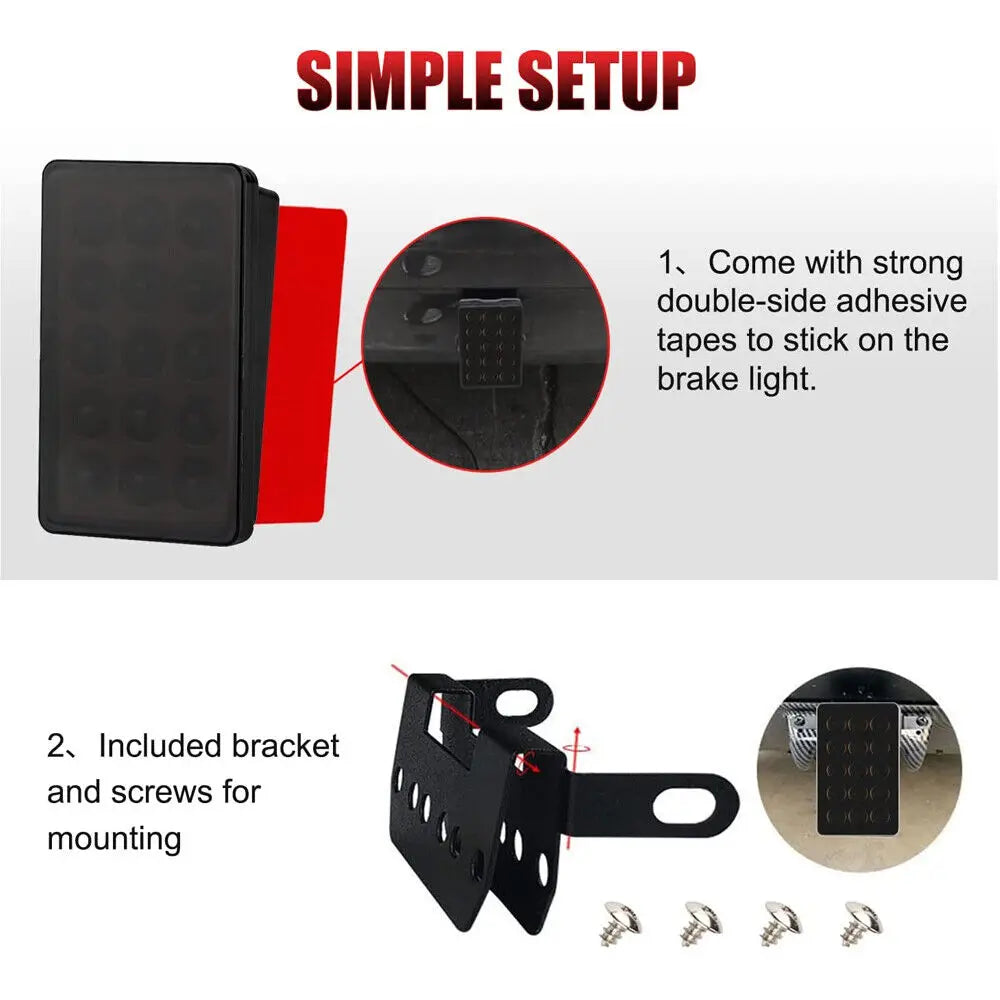 F1 Style Led Feux de pilotage de frein 12V 15led Feux arrière Avertissement de flash automatique Feux de signalisation de sécurité d'arrêt inversé pour voiture SUV MOTO