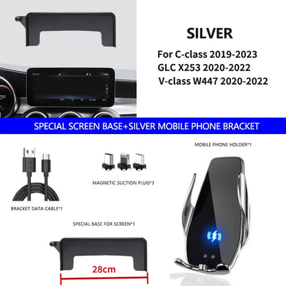 Support de téléphone intérieur pour Mercedes-Benz C GLC V-class w204 w205 x253 w447 7/10,25 pouces pour écran multimédia.