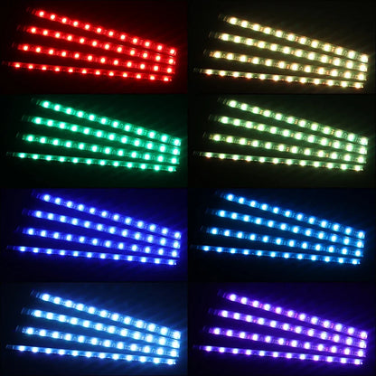 LED Intérieur de voiture Lumière de pied ambiante. Gestion à distance sans fil. Led vendu par 36 / 48 / 72 LED (RVB). Contrôle de l'application sur le téléphone.