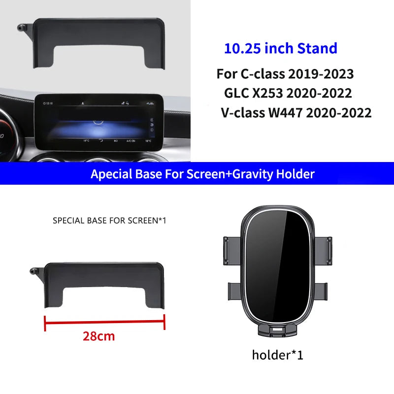 Support de téléphone intérieur pour Mercedes-Benz C GLC V-class w204 w205 x253 w447 7/10,25 pouces pour écran multimédia.
