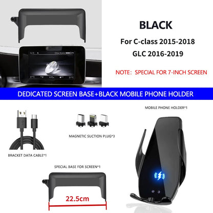 Support de téléphone intérieur pour Mercedes-Benz C GLC V-class w204 w205 x253 w447 7/10,25 pouces pour écran multimédia.